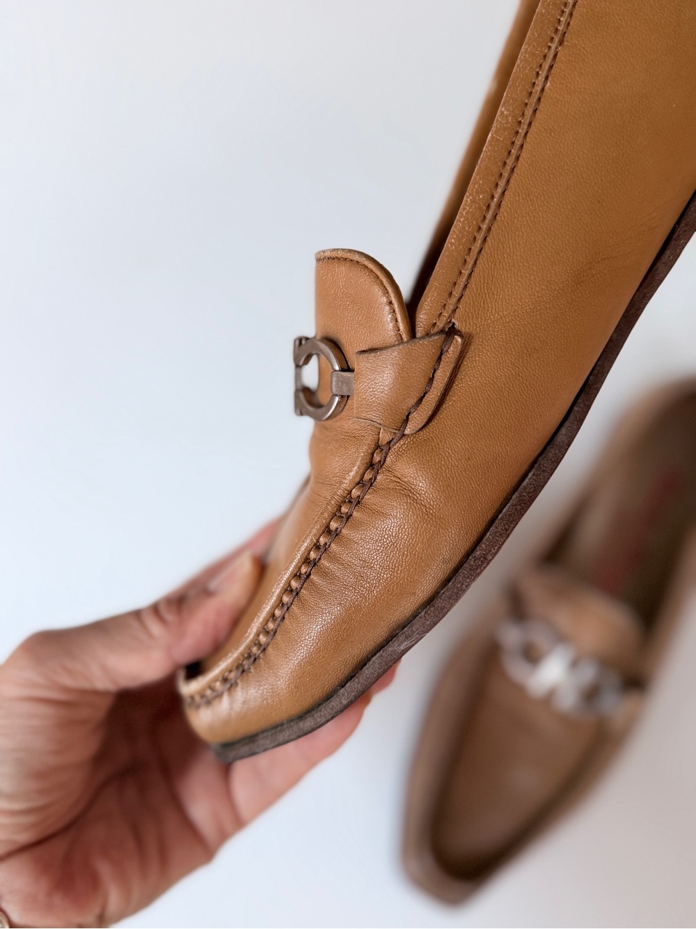 Salvatore FerragamoLeather Loafers with Silver Gancini Hardware - Picture 9 of 16